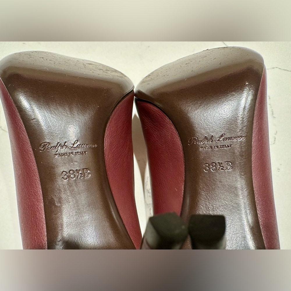 Ralph Lauren Purple Label Burgundy Leather Heels - size 8.5 / 38.5B - Picture 8 of 8